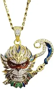 [EKANUIPKA] Qi Tian Da Sheng Sun Wukong Copper Micro-Set Necklace Pendant, Black Myth Wukong Game derivatives(A4)