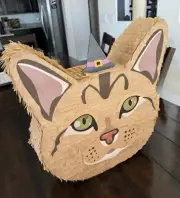 Tabby Kitty Cat With Witch Hat Accessory | 17” Piñata | Birthday Party Pinata