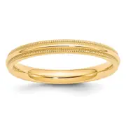 Solid 14K Yellow Gold 3mm Milgrain Comfort Fit Men's/Women's Wedding Band Ring Size 8