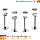 4PCS Internally Threaded Piercing Lip Ear Studs Labrets with Zirconia Stones