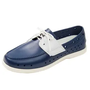 美國加州 PONIC&Co. BASIL 防水輕量 洞洞綁帶帆船鞋 雨鞋 海軍藍 男女 平底紳士鞋 環保休閒膠鞋 懶人鞋
