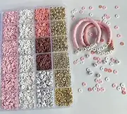 Beads for Bracelets Making Kit 6mm Rose Pink Clay Beads for Jewelry Making Kit