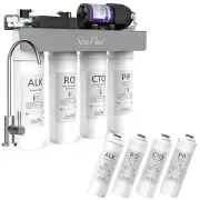 Simpure 400GPD UV 8-Stage Alkaline pH+ RO Reverse Osmosis System Extra 4 Filters