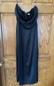 Abercrombie & Fitch Black Satin Dress Size Large Strapless Removable Straps