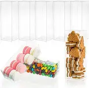 Peohud 80 Pieces Clear Boxes for Favors, Transparent Candy Gift Cube Boxes, Plastic Macaron Chocolate Packing Boxes for Wedding, Birthday Party, Bridal Shower, 2 x 2 x 6 Inch