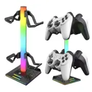 RGB Game Controller Stand with Headphone Holder & USB Charging for PS5