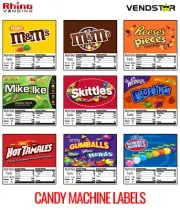 (6) CANDY VENDING MACHINE STICKERS - LABELS - NUTRITION INFO - 2.5" x 2.5"