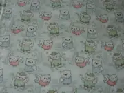 Hoot Owls Green Flannelette Cotton Fitted Cot Sheet Handmade