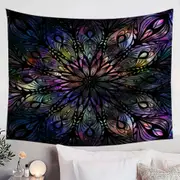 Space Feathers Mandala Tapestry
