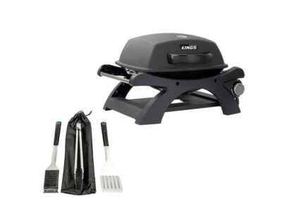 Kings Single Burner Gas Barbecue Portable + BBQ Tools Stainless Steel 3-Pack