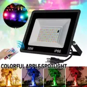 50W 100W RGB Color Changing LED Flood Light Outdoor Garden Pond Pathway W/Remote