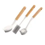 Dish Brush with Bamboo Handle Dish Scrubber Pan Brush, Dishwashing and1491