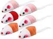 GRIRIW False Mice Toys for Cats 6 Pack Plush Mice Toys Long Tail Squeaky Mental Physical Stimulation Random