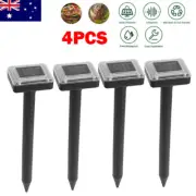 4x Garden Mole Mice Repeller Ultrasonic Solar Powered Pest Snake Rat Repellent