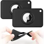 [SkyArmor] Airtag Wallet Holder 2 Pack - Ultra Thin & Flexible Air tag Card Case for Passport, Handbag,Backpack Wallet, Clutch, Pocket (Black, Airtag Not Included)