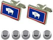 [Select Gifts] Shirt Dress Studs Wyoming Flag Cufflinks