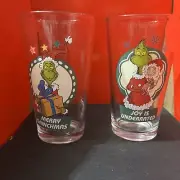 Grinch Dr. Seuss 16 OZ Glasses MERRY GRINCHMAS JOY IS UNDERRATED Set Of 2 New