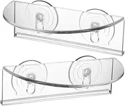 2Pcs Suction Cup Window Shelf Transparent Acrylic Load Bearing Bracket for Plants Bonsai Stand Practical Racks for Home Bathroom Kitchen and Garden