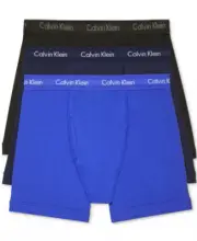 3 x Calvin Klein Men Cotton 100% Boxer Briefs Small Blue Navy Grey