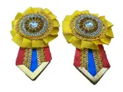 Show browband Rosette Stock Surplus Big Round bling in Yellow red blue