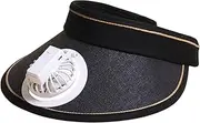 [Vaveren] Portable Shade Fan Cap, Shade Sun Hat Breathable and Soft, Sunhat Hat with Fan, Women Sun Visor Hat Beach Cap for Running, Holiday Tennis