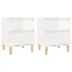 Bedside Cabinets 2 Pcs High Gloss White 40X35x50 Cm Wood Bedside Tables
