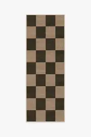 75' x 215' | Machine Washable Runner Rug | Kid & Pet Friendly | Indoor Rug | Checkerboard Soft Black Re-Jute Rug | Ruggable