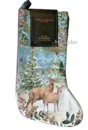 Christian Siriano Set of 2 Christmas Stockings Reindeer Gold Beaded Accents 22"