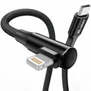 Tough On USB C to Lightning Cable 24W Right Angle Lightning Fast Charging Cable 2M Black