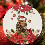 Merry Xmas Cocker Spaniels Dog Ornament Flower Wreath Christmas Gift Tree Decor