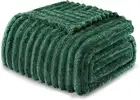 Exclusivo Mezcla King Size Flannel Fleece Blanket, Super Soft 3D Striped Jacquar