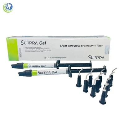 Dental Light Cure Pulp Protectant Capping Liner Suppra Cal 2 x 2g Syringe