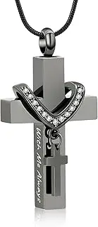 [memorial jewelry] Stainless Steel Cross Memorial Cremation Ashes Urn Pendant Necklace Keepsake Jewelry Urn