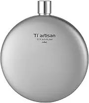 Ti artisan Titanium Portable Outdoor Flat Round Wine Flask, Hiking, Climbing, Ultralight Titanium Flask Wine Bottle for Outdoor Camping (Sanding)
