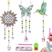 3 Pack DIY Wind Chimes, TuoYi Diamond Painting Double Sided Crystal Diamond Painting Hanging Ornament for Adults Kids Art DIY Window Home Garden Birthday Xmas Gift Decor