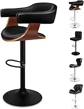 ALFORDSON Bar Stools, 2X Kitchen Stool, All Black Adjustable Dining Chair Home Bar Furniture, Joan Swivel Counter Barstool in 61-82cm Seat Height with Floor Protector for Dining Room