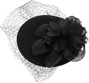 [FRCOLOR] Wedding Hat for Bride Geometric Butterfly Knot Veil Headband Fashionable Women's Headdress Black