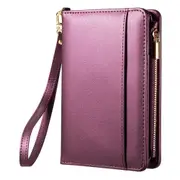 New Multifunctional Large Capacity Anti Rfid Zipper Passport Bag Id Bag��Purple��