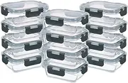 GULFLIN 24-Piece Small Glass Food Storage Containers with Lids Airtight, 1.5 Cup Meal Prep Set, Microwave and Dishwasher Safe, Leak-Proof, BPA-Free, Clear/Grey