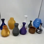 3-D Printed Vase Lot Of 10 Various Shapes Colors Sizes Patterns Small Medium