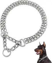 LOS ANDES Dog Chain Collar Metal Martingale Collar No Pull Dog Slip Collar Anti Chew Training Collar Chrome Plated Double Link Dog Collar for Large Small Medium Dogs