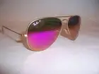 NEW RAY BAN AVIATOR Sunglasses 3025 112/1Q GOLD/ FUCSTA MIRROR 58mm POLARZIED