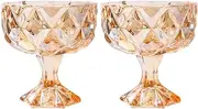 2 Pack Amber Glass Bowls, Ice Cream Cups, Dessert Goblet, Summer Ladies Cup, Breakfast Bowls, Pudding Cup, Glasses for Sundae, Ice Cream, Fruit, Salad
