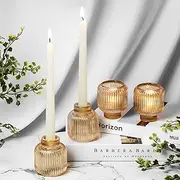 Reversible Glass Candlestick Holders - Set of 4 Candle Sticks Holder Decor - Taper Candle Holders - Table Decor - Candle Holders for Candlesticks - Gold Candle Holders