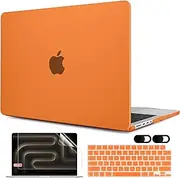 MEEgoodo for M4 MacBook Pro 14 inch Case 2024 2023 2021 A3112/A3401/A3185/A2918/A2992/A2779/A2442 M3 M2 M1 Pro/Max, Laptop Hard Shell with Keyboard Cover & Screen Protector & Webcam Covers, Orange