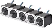 STEPPERONLINE 5 Pieces Nema 17 Stepper Motor/Stepper Motor Bipolar 59 Ncm 2A 4 Wires with 1 m Cable and Connector for 3D Printer/DIY CNC