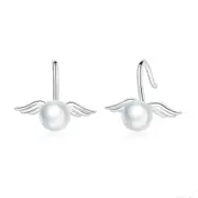 Geometry Stud Angel Wings Earrings for Women Silver plating Ear Pins Jewelry