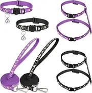 2 Pack Adjustable Cat Harness with Collar Set, Escape Proof Harness Comfortable Soft Neck Release Harnesses Glow in The Dark for Small Medium Cats