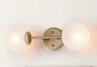 UOLFIN Gold Wall Sconce Light, 2-Light Modern Farmhouse Globe Bath Vanity Light