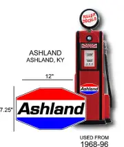 (ASHL-1) 12" 1968-96 ASHLAND GASOLINE OIL VINYL DECAL GAS PUMP / LUBSTER
